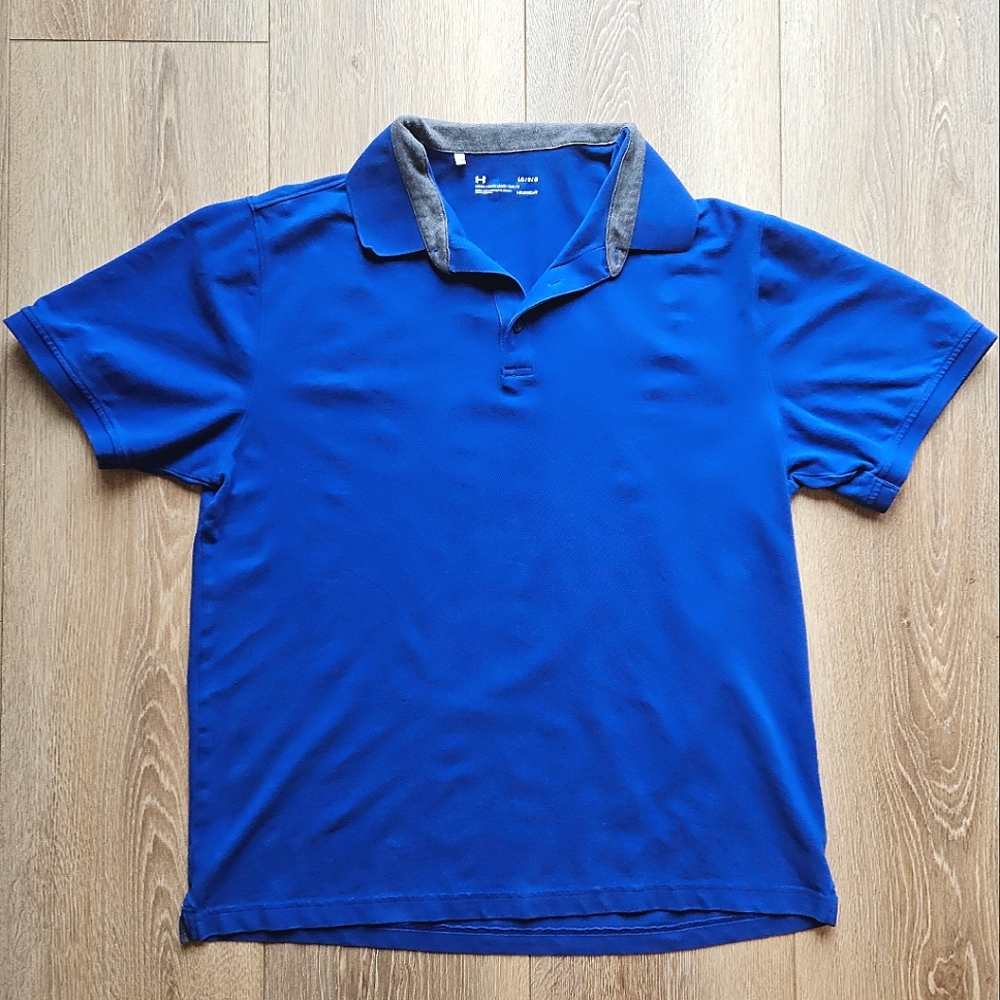 Men's Under Armour Loose Fit Heatgear Royal Blue Short Sleeve Polo | Large